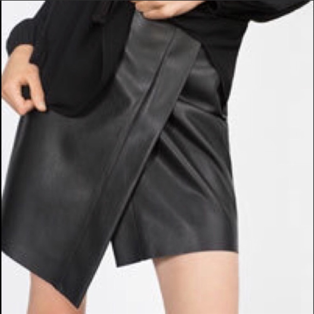 Zara faux leather asymmetrical skirt